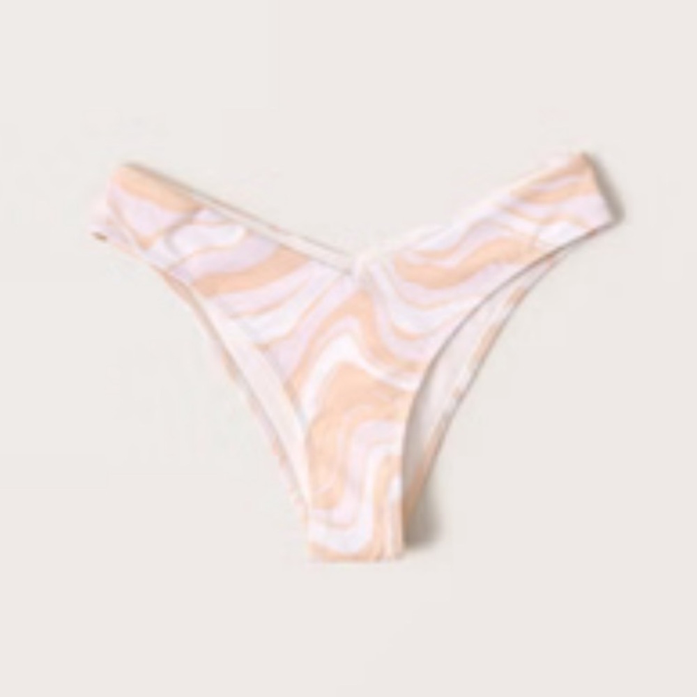 NWT! Abercrombie & Fitch Tall-Side High-Leg Cheeky Bottoms ORANGE PRINT Large